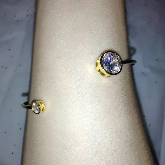 2 Pcs Amanda Blu Bezel Gold Bangles - Picture 5 of 9